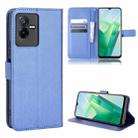 For vivo T2X 5G Diamond Texture Leather Phone Case(Blue) - 1