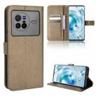 For vivo X80 5G Diamond Texture Leather Phone Case(Brown) - 1