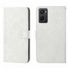 For OPPO A96 4G Ethnic Style Embossed Pattern Leather Phone Case(White) - 1