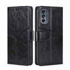 For Motorola Moto G62 5G Geometric Stitching Horizontal Flip Leather Phone Case(Black) - 1