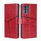 For Motorola Moto G62 5G Geometric Stitching Horizontal Flip Leather Phone Case(Red) - 1