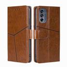 For Motorola Moto G62 5G Geometric Stitching Horizontal Flip Leather Phone Case(Light Brown) - 1