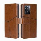 For OPPO A57 4G 2022 Geometric Stitching Horizontal Flip Leather Phone Case(Light Brown) - 1