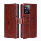 For OPPO A57 4G 2022 Geometric Stitching Horizontal Flip Leather Phone Case(Dark Brown) - 1
