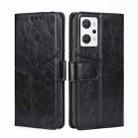 For OPPO Reno7 A JP Version Geometric Stitching Horizontal Flip Leather Phone Case(Black) - 1