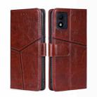 For alcatel 1B 2022 Geometric Stitching Horizontal Flip Leather Phone Case(Dark Brown) - 1