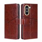 For Huawei nova 10 Geometric Stitching Horizontal Flip Leather Phone Case(Dark Brown) - 1