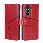 For Huawei nova 10 Pro Geometric Stitching Horizontal Flip Leather Phone Case(Red) - 1