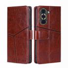 For Huawei nova 10 Pro Geometric Stitching Horizontal Flip Leather Phone Case(Dark Brown) - 1