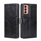 For Samsung Galaxy M13 Geometric Stitching Horizontal Flip Leather Phone Case(Black) - 1