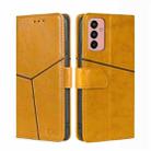 For Samsung Galaxy M13 Geometric Stitching Horizontal Flip Leather Phone Case(Yellow) - 1