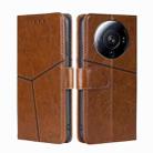 For Xiaomi 12S Ultra Geometric Stitching Horizontal Flip Leather Phone Case(Light Brown) - 1