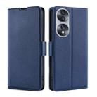 For Honor 70 Ultra-thin Voltage Side Buckle Horizontal Flip Leather Phone Case(Blue) - 1