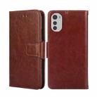 For Motorola Moto E32 4G Crystal Texture Leather Phone Case(Brown) - 1