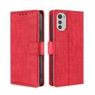 For Motorola Moto E32 4G Skin Feel Crocodile Magnetic Clasp Leather Phone Case(Red) - 1