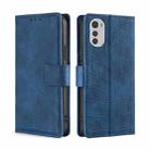 For Motorola Moto E32 4G Skin Feel Crocodile Magnetic Clasp Leather Phone Case(Blue) - 1