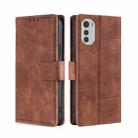 For Motorola Moto E32 4G Skin Feel Crocodile Magnetic Clasp Leather Phone Case(Brown) - 1