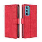 For Motorola Edge 30 Skin Feel Crocodile Magnetic Clasp Leather Phone Case(Red) - 1