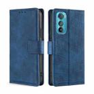 For Motorola Edge 30 Skin Feel Crocodile Magnetic Clasp Leather Phone Case(Blue) - 1