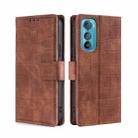 For Motorola Edge 30 Skin Feel Crocodile Magnetic Clasp Leather Phone Case(Brown) - 1