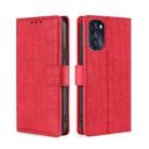 For Motorola Moto G 5G 2022 Skin Feel Crocodile Magnetic Clasp Leather Phone Case(Red) - 1