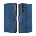 For Motorola Moto G 5G 2022 Skin Feel Crocodile Magnetic Clasp Leather Phone Case(Blue) - 1