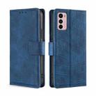 For Motorola Moto G42 4G Skin Feel Crocodile Magnetic Clasp Leather Phone Case(Blue) - 1