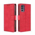 For Motorola Moto G62 5G Skin Feel Crocodile Magnetic Clasp Leather Phone Case(Red) - 1