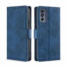 For Motorola Moto G62 5G Skin Feel Crocodile Magnetic Clasp Leather Phone Case(Blue) - 1