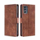 For Motorola Moto G62 5G Skin Feel Crocodile Magnetic Clasp Leather Phone Case(Brown) - 1