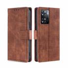 For OPPO A57 4G 2022 Skin Feel Crocodile Magnetic Clasp Leather Phone Case(Brown) - 1