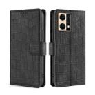 For OPPO Reno7 4G/F21 Pro 4G Skin Feel Crocodile Magnetic Clasp Leather Phone Case(Black) - 1