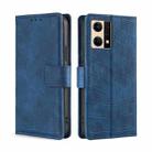 For OPPO Reno7 4G/F21 Pro 4G Skin Feel Crocodile Magnetic Clasp Leather Phone Case(Blue) - 1