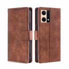 For OPPO Reno7 4G/F21 Pro 4G Skin Feel Crocodile Magnetic Clasp Leather Phone Case(Brown) - 1