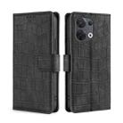 For OPPO Reno8 5G Skin Feel Crocodile Magnetic Clasp Leather Phone Case(Black) - 1