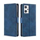 For OPPO Reno7 A JP Version Skin Feel Crocodile Magnetic Clasp Leather Phone Case(Blue) - 1