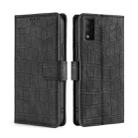 For TCL 30T T603DL Skin Feel Crocodile Magnetic Clasp Leather Phone Case(Black) - 1