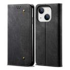 For iPhone 14 Plus Denim Texture Casual Style Leather Phone Case (Black) - 1