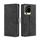 For vivo S15 5G Skin Feel Crocodile Magnetic Clasp Leather Phone Case(Black) - 1