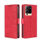 For vivo S15 5G Skin Feel Crocodile Magnetic Clasp Leather Phone Case(Red) - 1