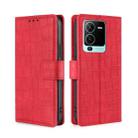 For vivo S15 Pro 5G Skin Feel Crocodile Magnetic Clasp Leather Phone Case(Red) - 1