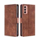 For Samsung Galaxy M13 Skin Feel Crocodile Magnetic Clasp Leather Phone Case(Brown) - 1