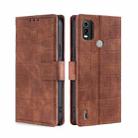 For Nokia C21 Plus Skin Feel Crocodile Magnetic Clasp Leather Phone Case(Brown) - 1