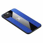 For iPhone 14 Plus XINLI Stitching Cloth Textue TPU Phone Case (Blue) - 1