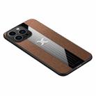 For iPhone 14 Pro XINLI Stitching Cloth Textue TPU Phone Case(Brown) - 1