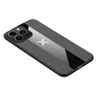 For iPhone 14 Pro Max XINLI Stitching Cloth Textue TPU Phone Case (Grey) - 1