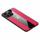 For iPhone 14 Pro Max XINLI Stitching Cloth Textue TPU Phone Case (Red) - 1