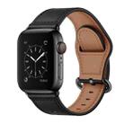 Genuine Leather Watch Band For Apple Watch Ultra 49mm / Series 8&7 45mm / SE 2&6&SE&5&4 44mm / 3&2&1 42mm(Black) - 1