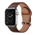 Genuine Leather Watch Band For Apple Watch Ultra 49mm / Series 8&7 45mm / SE 2&6&SE&5&4 44mm / 3&2&1 42mm(Dark Brown Needle Texture) - 1