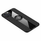 For iPhone 14 XINLI Stitching Cloth Textue Ring Holder TPU Case (Black) - 1